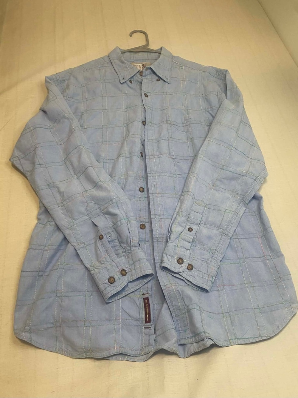 Vintage The Territory Ahead Light Blue window pane Casual Button-Down Shirt